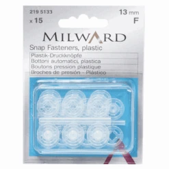Snap Fasteners: Transparent: 13mm: 15 Pieces