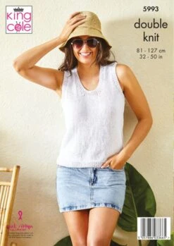 Ladies Cardigan And Vest Top Knitted In King Cole Linendale DK -Black Sheep Wool 5993b 500x707 1