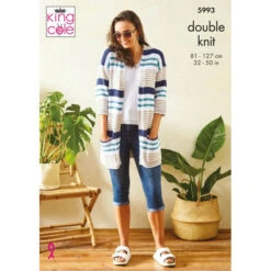 Ladies Cardigan And Vest Top Knitted In King Cole Linendale DK
