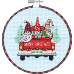 Red Truck Gnomes Cross Stitch Kit