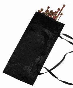 Knitpro Fabric Knitting Pin / Needle Roll Case: Black Jacquard Wrap-Around: 30cm