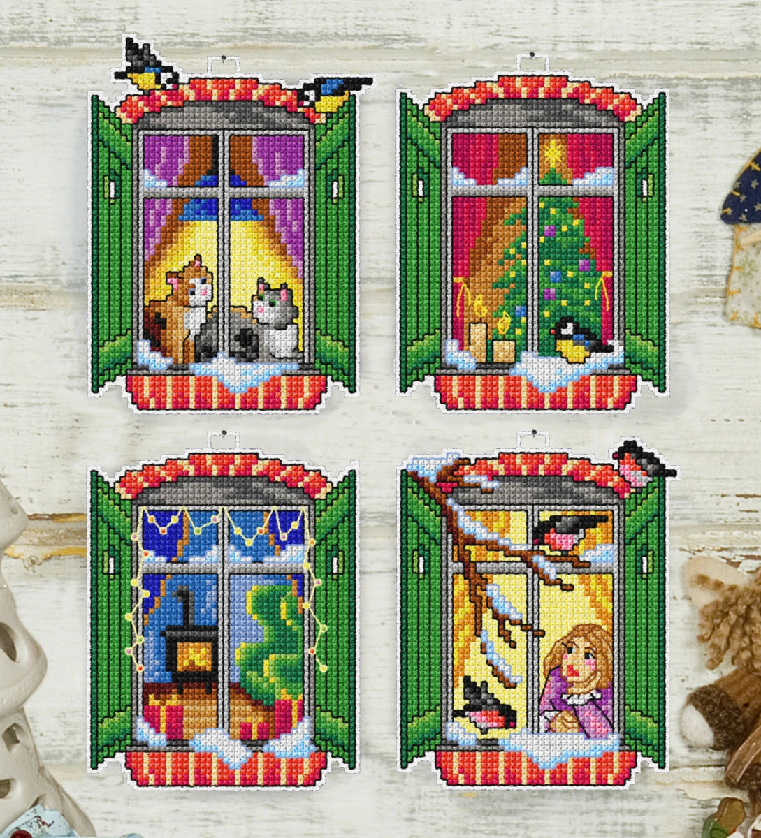 Orchidea Counted Cross Stitch Kit - Winter Windows - Set Of 4 3 Orchidea Counted Cross Stitch Kit - Winter Windows - Set Of 4