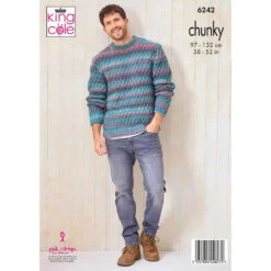 Mens's Sweaters In King Cole Cottagespun Chunky -Black Sheep Wool P6242 2