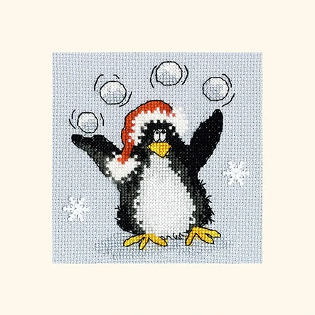 PPP Playing Snowballs - Cross Stitch Card Kit 3 PPP Playing Snowballs - Cross Stitch Card Kit