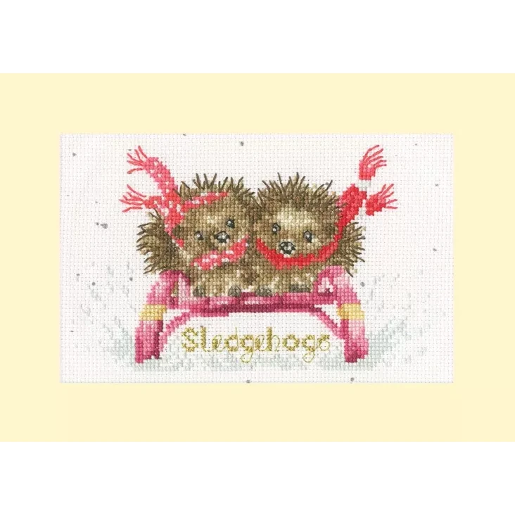 Sledgehogs - Bothy Threads Christmas Card Cross Stitch Kit 3 Sledgehogs - Bothy Threads Christmas Card Cross Stitch Kit