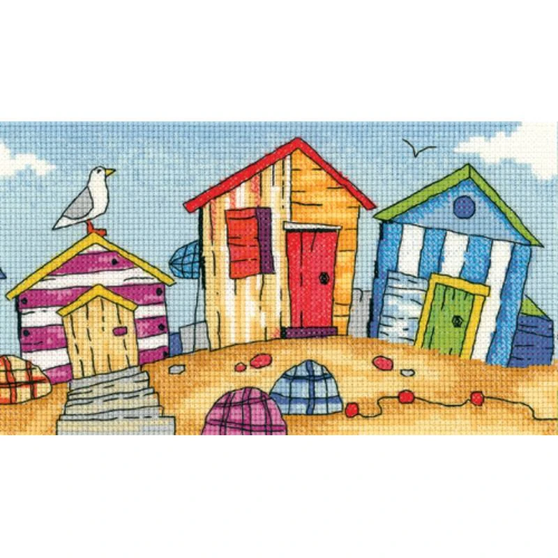 Beach Huts Cross Stitch Kit By Karen Carter 3 Beach Huts Cross Stitch Kit By Karen Carter