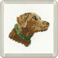 Chocolate Labrador - Heritage Crafts Coaster Kit