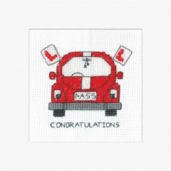 Driving Test Greetings Card - Heritage Crafts Cross Stitch Kit