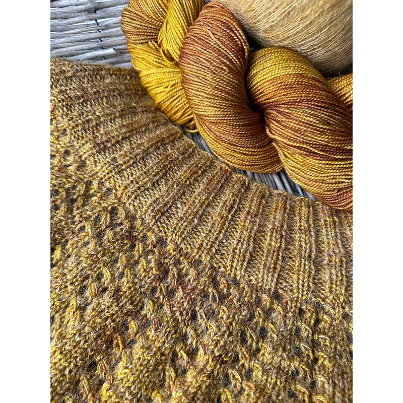 Betwixtmas 2024 Knitted Shoulder Cowl - Gold In Fyberspates Vivacious 4ply & Rowan Kidsilk Haze By Carol Meldrum 7 Betwixtmas 2024 Knitted Shoulder Cowl - Gold In Fyberspates Vivacious 4ply & Rowan Kidsilk Haze By Carol Meldrum - Image 5