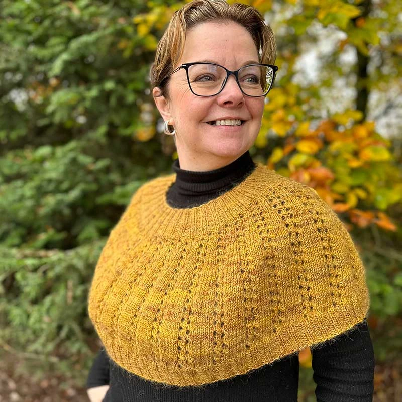 Betwixtmas 2024 Knitted Shoulder Cowl - Gold In Fyberspates Vivacious 4ply & Rowan Kidsilk Haze By Carol Meldrum 6 Betwixtmas 2024 Knitted Shoulder Cowl - Gold In Fyberspates Vivacious 4ply & Rowan Kidsilk Haze By Carol Meldrum - Image 4