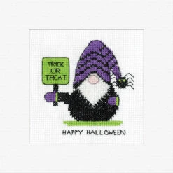 Trick Or Treat Greetings Card - Heritage Crafts Cross Stitch Kit