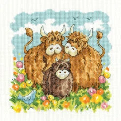 Highland Cows - Heritage Crafts Cross Stitch Kit