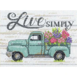 Flower Truck Dimensions Cross Stitch Kit
