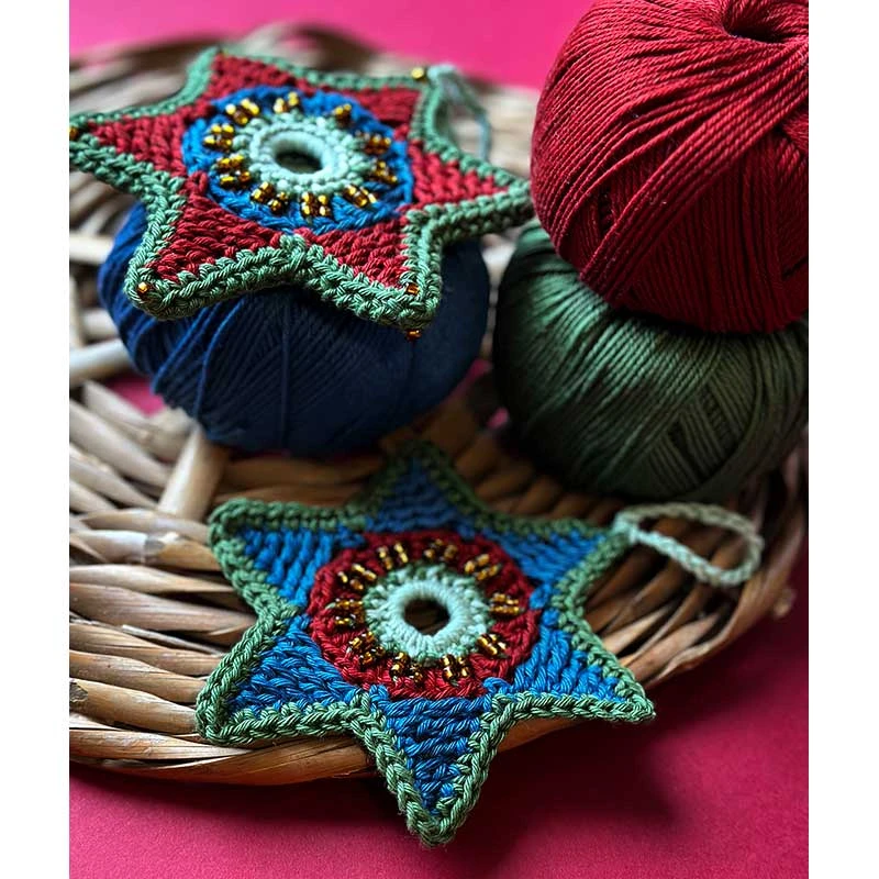 Celestial Star Beaded Christmas Decoration Kit In Rowan Cotton Glace By Jane Crowfoot - Exclusive To Black Sheep Wools 7 Celestial Star Beaded Christmas Decoration Kit In Rowan Cotton Glace By Jane Crowfoot - Exclusive To Black Sheep Wools - Image 5