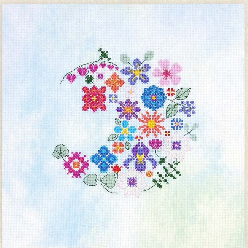DMC - Floral Moon Cross Stitch Kit 2 DMC - Floral Moon Cross Stitch Kit